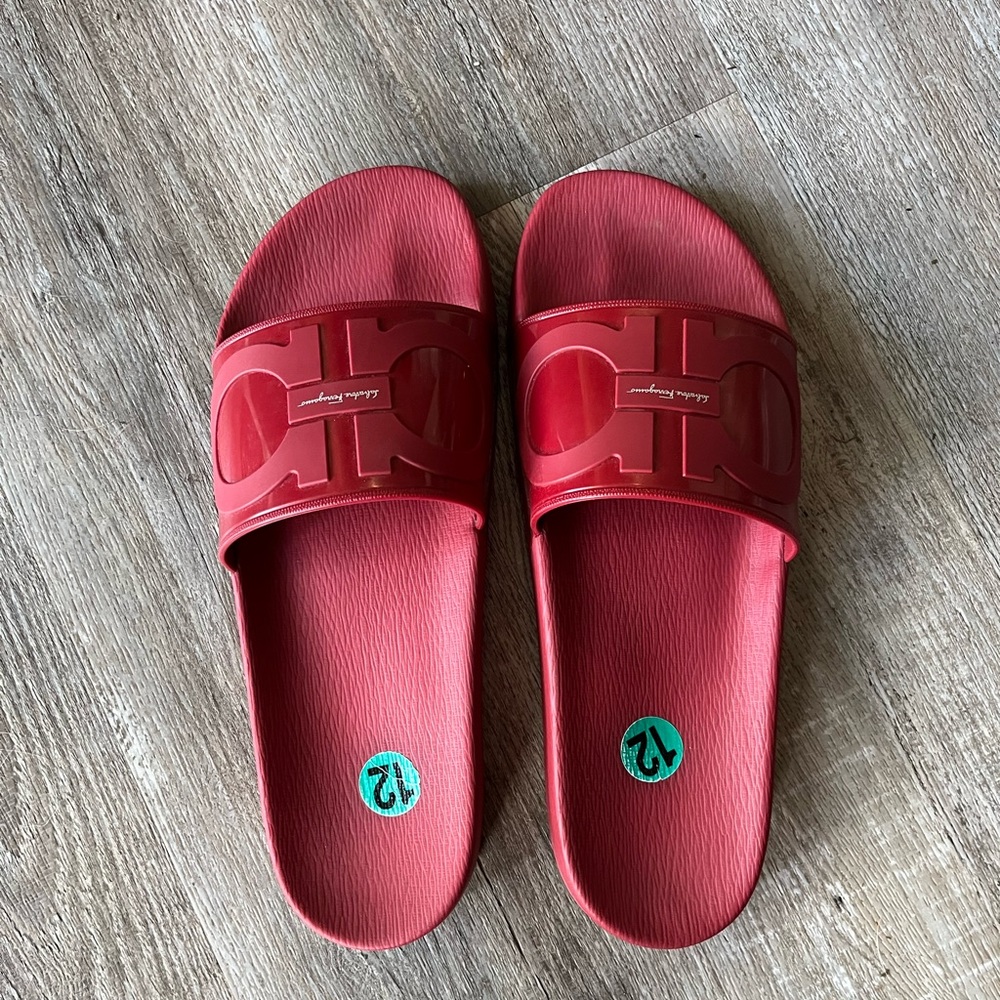 Salvatore Ferragamo Red Slide Sandals